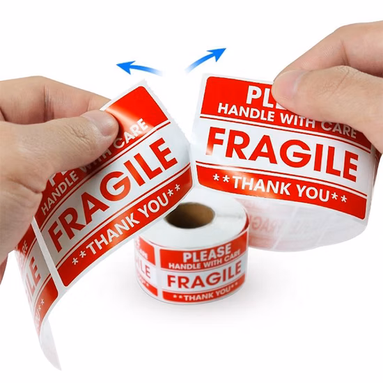 Custom Printing 2"X3" 500 Labels/Roll Fragile Handle with Care Warning Sticker for Packing Thank You Shipping Fragile Label
